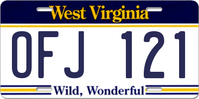 WV license plate OFJ121
