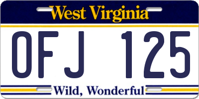 WV license plate OFJ125