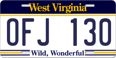 WV license plate OFJ130