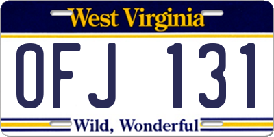 WV license plate OFJ131