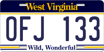 WV license plate OFJ133