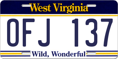 WV license plate OFJ137