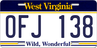 WV license plate OFJ138