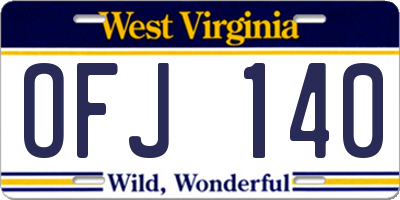 WV license plate OFJ140