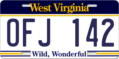 WV license plate OFJ142