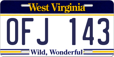 WV license plate OFJ143