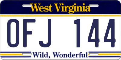WV license plate OFJ144