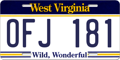 WV license plate OFJ181