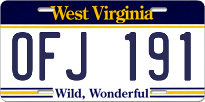 WV license plate OFJ191