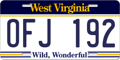 WV license plate OFJ192