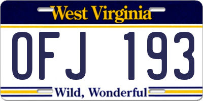 WV license plate OFJ193