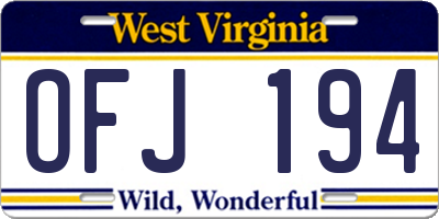 WV license plate OFJ194