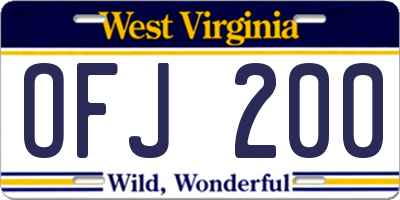 WV license plate OFJ200