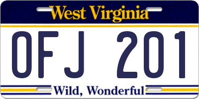 WV license plate OFJ201