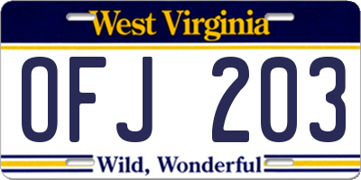 WV license plate OFJ203