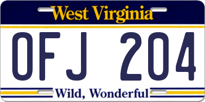 WV license plate OFJ204