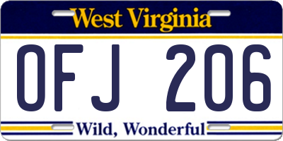WV license plate OFJ206