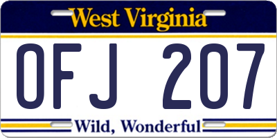 WV license plate OFJ207