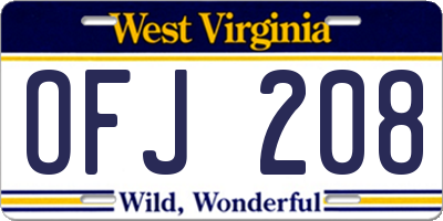 WV license plate OFJ208
