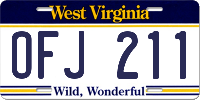 WV license plate OFJ211