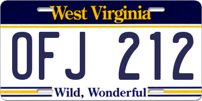 WV license plate OFJ212