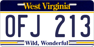 WV license plate OFJ213