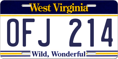 WV license plate OFJ214