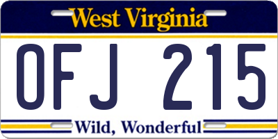 WV license plate OFJ215