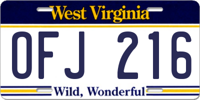 WV license plate OFJ216