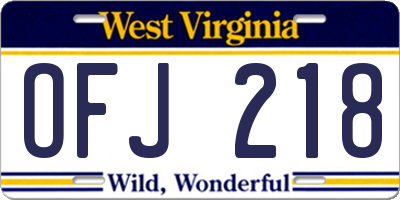 WV license plate OFJ218