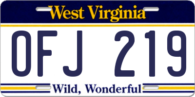 WV license plate OFJ219
