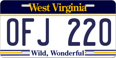 WV license plate OFJ220