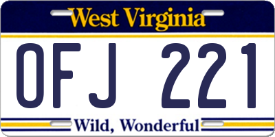 WV license plate OFJ221