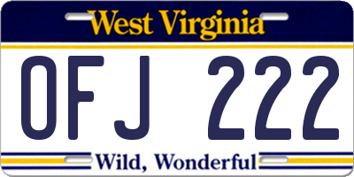 WV license plate OFJ222