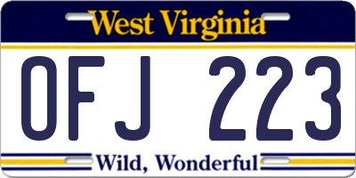 WV license plate OFJ223