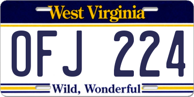 WV license plate OFJ224