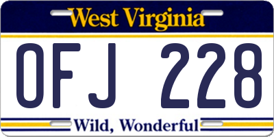 WV license plate OFJ228