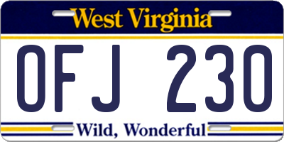 WV license plate OFJ230