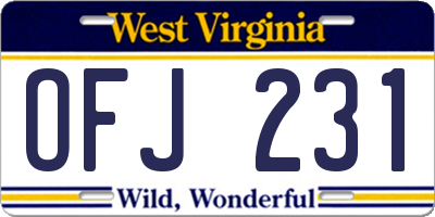 WV license plate OFJ231