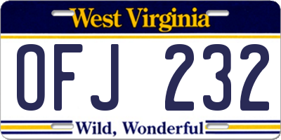 WV license plate OFJ232