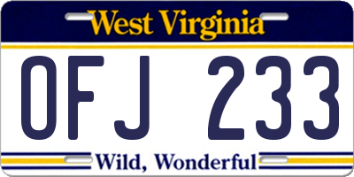 WV license plate OFJ233