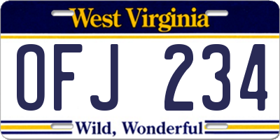 WV license plate OFJ234