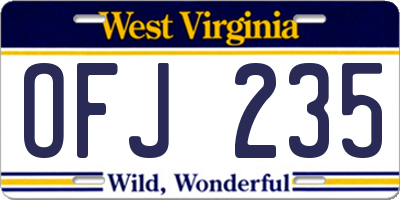 WV license plate OFJ235