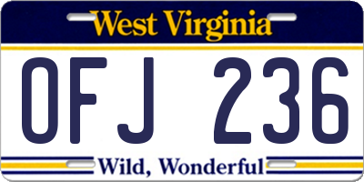 WV license plate OFJ236