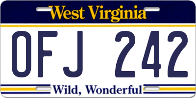 WV license plate OFJ242