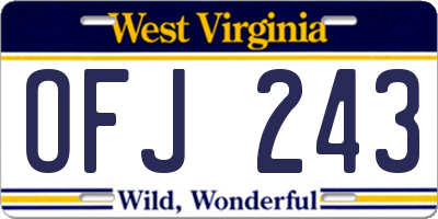WV license plate OFJ243