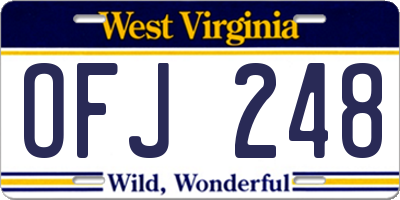 WV license plate OFJ248