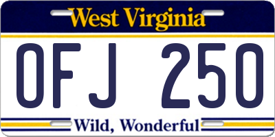 WV license plate OFJ250