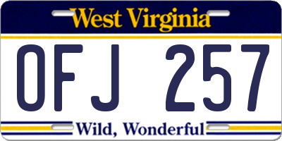 WV license plate OFJ257