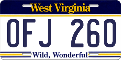 WV license plate OFJ260